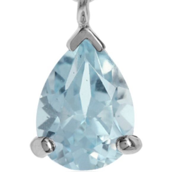 925 Sterling Genuine Blue Topaz Drop Leaf Pendant NWT - Picture 2 of 11